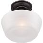Schoolhouse Floating Ceiling Light Semi Flush Mount Fixture Bronze 12'' White Glass for Bedroom Kitchen - Regency Hill
