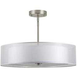 Grazia 20 inch 3 Light Drum Chandelier Ceiling Light - Brushed Nickel - Linea di Liara LL-P117-BN