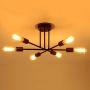 Semi Flush Sputnik Chandelier Ceiling Light 6-Light Modern Flush Mount Lighting Fixture,Black Hanging Pendant Lights for Bedroom Dining Room Living Room(Black)