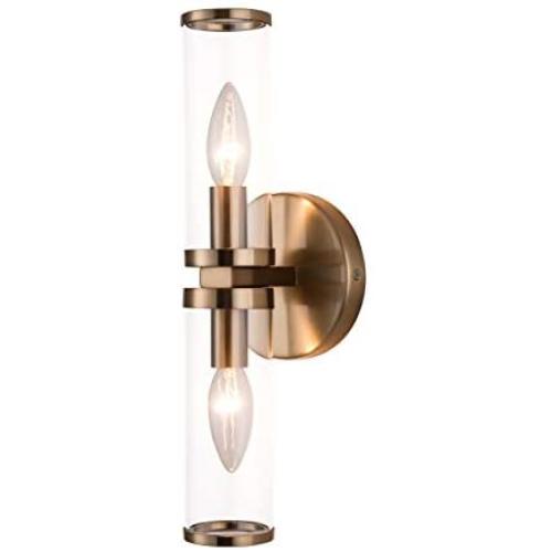 Antique Brass (Gold) Wall Sconces 2-Light Vanity Light Fixture for Hallway Bedroom Living Room and Kitchen