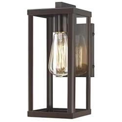 Odeums Outdoor Wall Lantern, Exterior Wall Mount Lights, Outdoor Wall Sconces, Wall Lighting Fixture in Oil Rubbed Finish with Clear Glass (Oil Rubbed Bronze-Wall Light, 1 Pack)