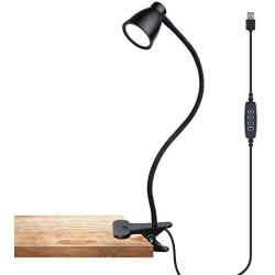 MEILEYII Clip Lamp for Desk, LED Clip Light for Bed with 3 Color Modes,360 ° Rotatable Goose-Neck &Eye-Care Reading Night Light,USB Cord Included,Black