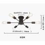 RUXUE Modern Metal Art Oil-Rubbed Sputnik Dining Room Flush Mount Ceiling Light 6 Lights Black Painted Finish Black