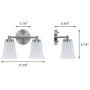 XiNBEi Lighting Bathroom Vanity Light, Modern Wall Light with Glass, Brushed Nickel 2 Light Bath Bar Light XB-W1235-2-BN