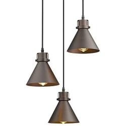 Zeyu 3-Light Pendant Hanging Light, Industrial Cluster Pendant Lighting for Kitchen Island, Oil Rubbed Bronze Finish with Metal Shade, ZY26-3 ORB