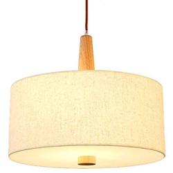 Nordic Log Chandelier E26 Adjustable Height Pendant Light Fixture Linen Lampshade Modern Ceiling Light Hanging Lamp for Kitchen Dining Room Hallway