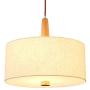 Nordic Log Chandelier E26 Adjustable Height Pendant Light Fixture Linen Lampshade Modern Ceiling Light Hanging Lamp for Kitchen Dining Room Hallway