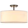 Off White Fabric Drum Shade semi Flush Mount Ceiling Led Light PS Diffuser with Oil Rubbed Bronze Finish, Chandeliers Shade for Bar, Dining Room, Corridor,Living Room.16'' 3 Light
