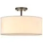 Off White Fabric Drum Shade semi Flush Mount Ceiling Led Light PS Diffuser with Oil Rubbed Bronze Finish, Chandeliers Shade for Bar, Dining Room, Corridor,Living Room.16'' 3 Light