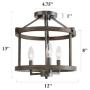 LALUZ Faux Wood Farmhouse Semi Flush Mount Ceiling Light Fixture for Bedroom, Hallway, Kitchen, Dining & Living Room and Foyer