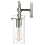 Effimero Brushed Nickel Bathroom Vanity 2 Light Fixture - Modern Over Mirror Lighting with Clear Glass Shades