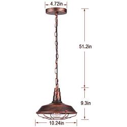 CINOTON Farmhouse Pendant Light, Industrial Metal Cage Pendant Lighting for Kitchen Island, Pendant Ceiling Light Fixture for Dining Room