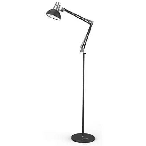 LEPOWER Floor Lamp, Swing Arm Floor Standing Lamp, Industrial Floor Lamp with Heavy Metal Base, E26 Lamp Base Floor Light, Modern Standing Reading Lamp for Living Room, Bedroom, Study Room, Office