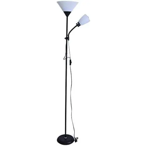 INiubi 2 Light Floor Lamp, Tree Style Standing Lamp with Adjustable Lights, Floor Standing Pole Light LED Lamp Eye Lamp, Floorlamp Torchiere for Living Room Reading Bedroom Office, Black