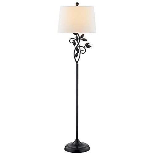Maxax Traditional Floor Lamp with White Fabric Shade for Living Room and Bedroom, Black