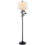 Maxax Traditional Floor Lamp with White Fabric Shade for Living Room and Bedroom, Black