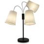 3 Light Adjustable Table Lamp by Light Accents - Medusa 3 Light Desk Lamp - Multi Head Standing Lamp with 3 Adjustable White Fabric Reading Lamps - Lamps for Living Room (Black)