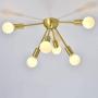 SOTTAE 6-Light Gold Modern Sputnik Chandeliers, Mid Century Flush Mount Ceiling Light, Ceiling Lamp Fixture for Bedroom Dining Room Kitchen Foyer and Hallway