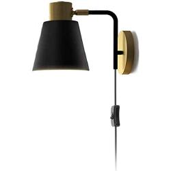 Industrial Style Wall Lights , E27 Bedroom Bedside Wall Lamp with Switch, Vintage Black Metal Wall Light with Plug and Cable, Adjustable Swivel Wall Reading Lamp for Living Room Hall Office ,Wall Lamp