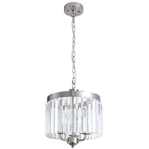 Modern Crystal Chandelier Ceiling Pendant Lighting Fixture, 11.81 inches Brushed Nickel Crystal Ceiling Pendant Lighting for Living Room Kitchen