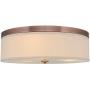 Kira Home Walker 20'' Large Mid-Century Modern 3-Light Flush Mount Ceiling Light, Cream Fabric Shade + Round Glass Diffuser, Copper Bronze Finish