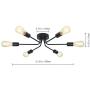 Lampundit 6-Light Flush Mount Industrial Ceiling Light, Matte Black Finish, Modern Ceiling Lamp for Dining Room, Bedroom, Cafe, Bar, Corridor, Hallway, Entryway, Passway