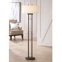 Roscoe Modern Floor Lamp Twin Pole Oil Rubbed Bronze White Drum Shade for Living Room Reading Bedroom Office - Franklin Iron Works