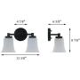 XiNBEi Lighting Bathroom Vanity Light, Vintage 2 Light Sconces Wall Light with Glass, Black Wall Mounted Light XB-W1235-2-MB