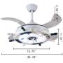 LITFAD Modern LED Ceiling Light Nordic Cool Light Nautical Style Anchor Hanging Ceiling Fan with Invisible Blade Flushmount Pendant Light in White Finish for Living Room Kids Bedroom Childrens Room