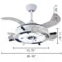 LITFAD Modern LED Ceiling Light Nordic Cool Light Nautical Style Anchor Hanging Ceiling Fan with Invisible Blade Flushmount Pendant Light in White Finish for Living Room Kids Bedroom Childrens Room