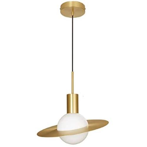 IJ INJUICY Globe Pendant Light with Glass Shade, Brushed Brass Finish, LED Hanging Light Fixture for Kitchen Island Dining Room Living Room Bar