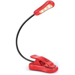 Vekkia LuminoLite Rechargeable 7 LED Book Light, Clip Light for Reading in Bed at Night, 3 Color × 3 Brightness, Up to 70 Hours Eye- Cared Reading. Perfect for Bookworms, Kids & Travel. (red)