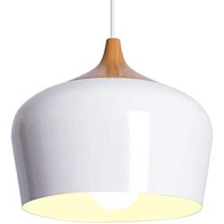 CHYING Modern Pendant Light, Wood Pattern Lantern Lighting Contemporary Metal Dome Ceiling Lights Fixture 47.25 inch Adjustable Height for Barn Dining Room Kitchen Island Living Room Bedroom
