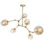 LUOLAX Modern Pendant Light Glass Chandelier with 6 Lights Fixture Hanging Flush Mount