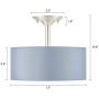 CO-Z Semi Flush Mount Ceiling Light Brushed Nickel, Drum Light Fixture Gray Shade with Diffuser, Two Bulb Grey Ceiling Light, Fabric Drum Shade Chandelier for Living Room Bedroom