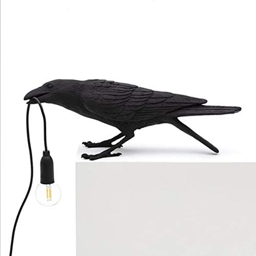 Black Crow Wall lamp, Bird Table lamp, LED Wall lamp, Resin Crow Table lamp, Bedside Wall lamp, There are Four Different Forms of Crow, Suitable for Living Room Bedroom Corridor (Posture 1)