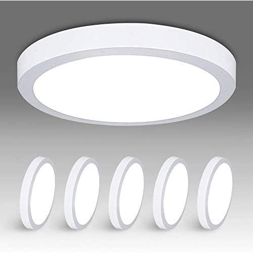 5Pack W-LITE LED Flush Mount Ceiling Light-24W 11.81” Surface Mounted Down Lights, 5000K Cool White, Round Lighting Fixture for Kitchen, Closet, Hallway, Stairwell, Dining Room