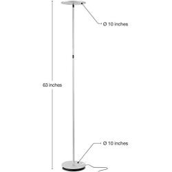 Brightech Sky LED Torchiere Super Bright Floor Lamp - Contemporary, High Lumen Light for Living Rooms & Offices - Dimmable, Indoor Pole Uplight for Bedroom Reading - Platinum Silver