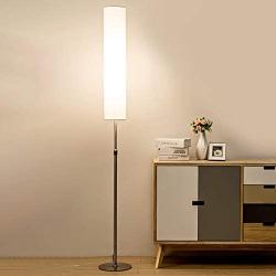 LITFAD 1-Light Living Room Floor Stand Lamp Minimalist White Floor Reading Lamp with Cylinder Fabric Shade LED Bedside Nightstand Lamp Modern Floor Light for Living Room Bedroom Hotel