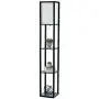 Simple Designs Home LF1014-BLK Etagere Organizer Storage Shelf Linen Shade Floor Lamp, Black