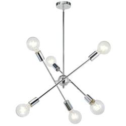 BONLICHT Modern Sputnik Chandelier 6 Lights Chrome Mid Century Pendant Lighting Vintage Industrial Farmhouse Ceiling Light for Kitchen Dining Room Entryway