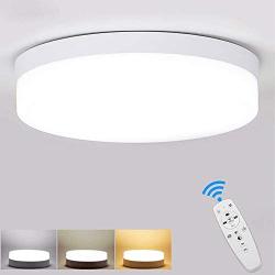 DLLT Dimmable Led Flush Mount Ceiling Light Fixture-18W Stylish Flat Round Surface Downlight Lamp for Bathroom/Closet/Bedroom/Dining Room/Kids Room Lighting with Remote Control