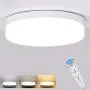DLLT Dimmable Led Flush Mount Ceiling Light Fixture-18W Stylish Flat Round Surface Downlight Lamp for Bathroom/Closet/Bedroom/Dining Room/Kids Room Lighting with Remote Control