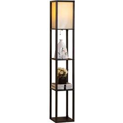 Oneach LED Shelf Floor Lamp for Living Room with Open-Box Display Shelves Modern Standing Light for Bedrooms and Reading Home-LED Bulb Included Black