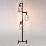NIUYAO Industrial Style 60 High Track Tree Floor Lamp Iron Cage 3 Lights Pipe LED Floor Light Fixture Black 409434