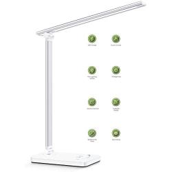 LED Desk Lamp,Office Lamp with USB Charging Port,Eye-Caring Table Lamps Provides 10 Brightness Levels and 5 Lighting ,30/60 Min Auto Timer, Touch Control/Memory Function Light for Reading ，Working