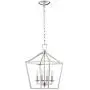 MOTINI 4-Light Silver Lantern Pendant Light Polished Nickel Finish Hanging Light Fixture Geometric Chandelier with Adjustable Chain Metal Cage Pendant Lighting for Kitchen Island Dining Room Foyer