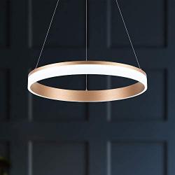 WELAKI LED Chandelier 1-Ring Dimmable 6000k 2160lm Adjustable Pendant Lighting for Dining Room Kitchen Island Living Room Bedroom Office Restaurant Golden 36W