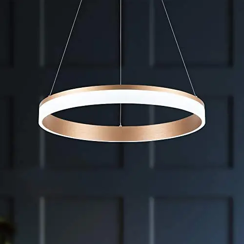 WELAKI LED Chandelier 1-Ring Dimmable 6000k 2160lm Adjustable Pendant Lighting for Dining Room Kitchen Island Living Room Bedroom Office Restaurant Golden 36W