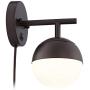 Luna Modern Wall Lamp Bronze Plug-in Light Fixture Frosted Glass Globe Shade for Bedroom Bedside Living Room Reading - 360 Lighting Luna Modern Wall Lamp Bronze Plug-in Light Fixture Frosted Glass Globe Shade for Bedroom Bedside Living Room Reading - 360 Lighting